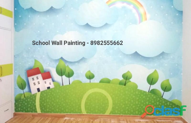 educational wall painting for school nursery school wall