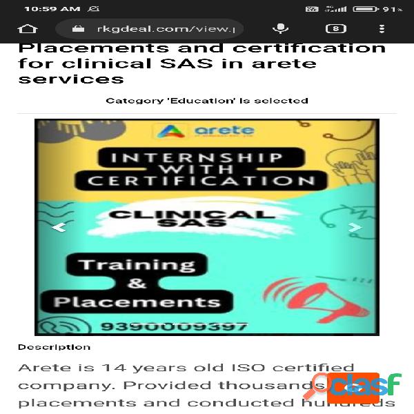 Placements for clinical SAS in arete services