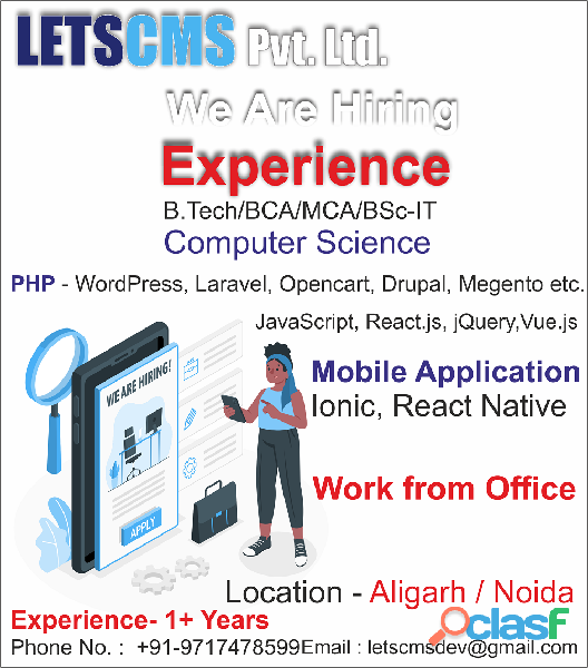 Urgent Hiring Experience PHP Developer in Noida