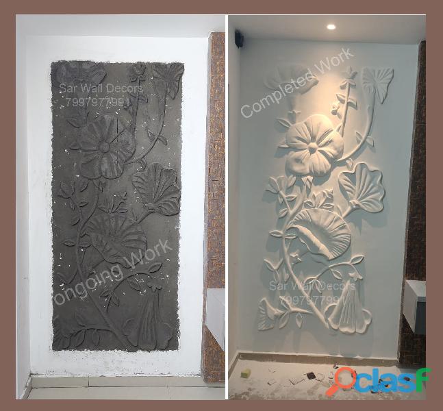 Interior Flower Wall Mural Design in Home From Miyapur