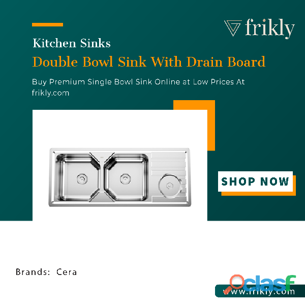 Buy Quality Double Bowl Sink with Drain board Online at Low