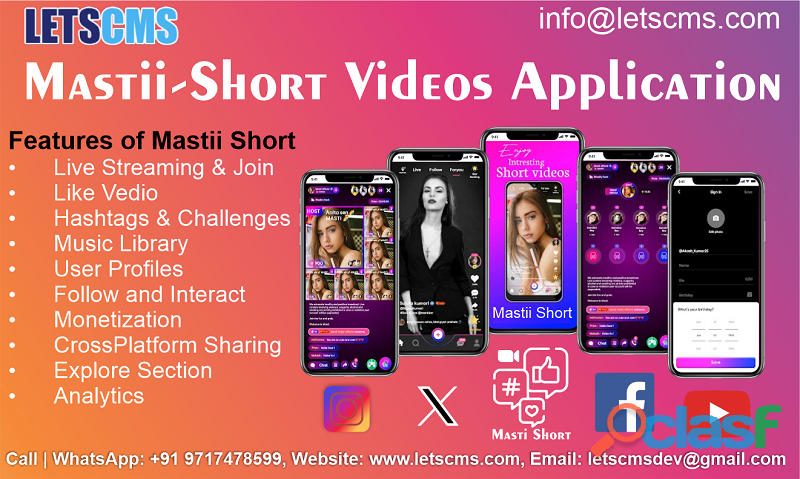 Short Video Apps with Live Streaming, Video Sharing, and