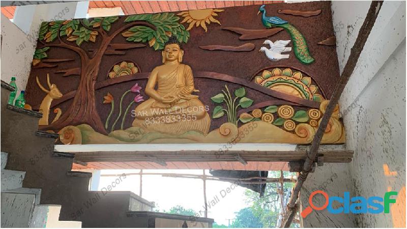 Buddha Staircase Mural on Wall