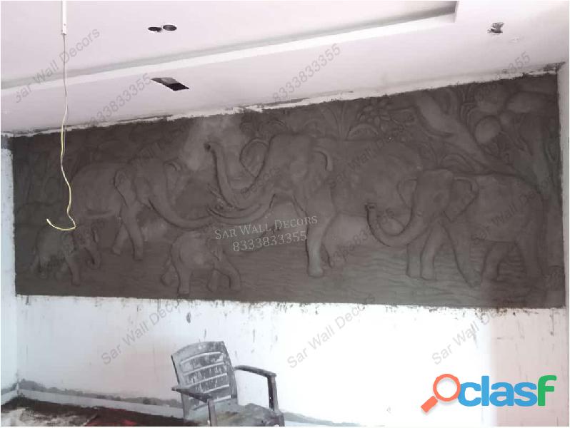 Elephant Mural 3D Design Cement Mural Art