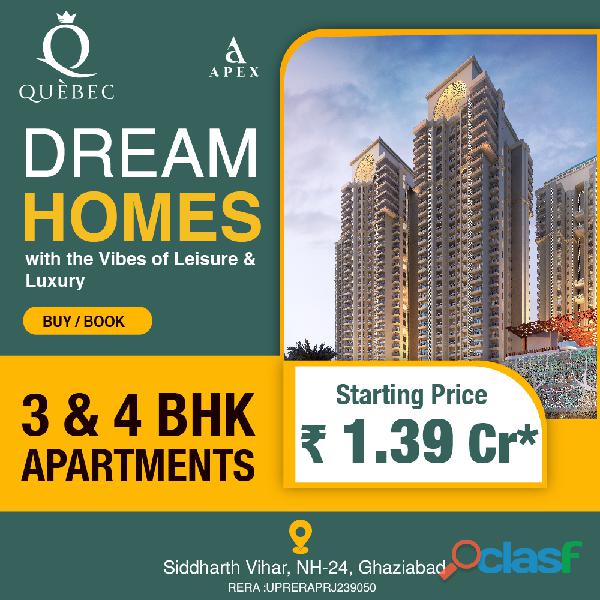 3 BHK Premium Apartments in Apex Quebac At Siddharth Vihar