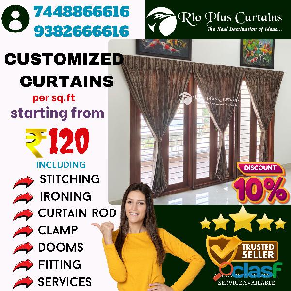 Customized curtains with fitting service in chinnamanur