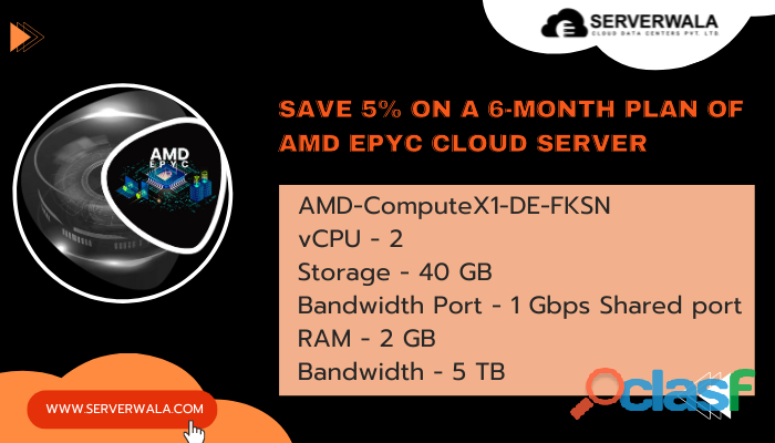 Save 5% on a 6 month plan of AMD EPYC Cloud Server